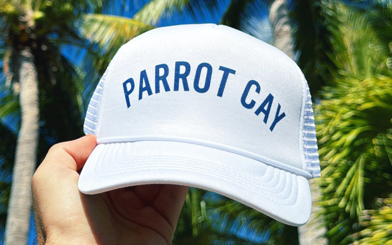 Okaicos Parrot Cay White Trucker Hat