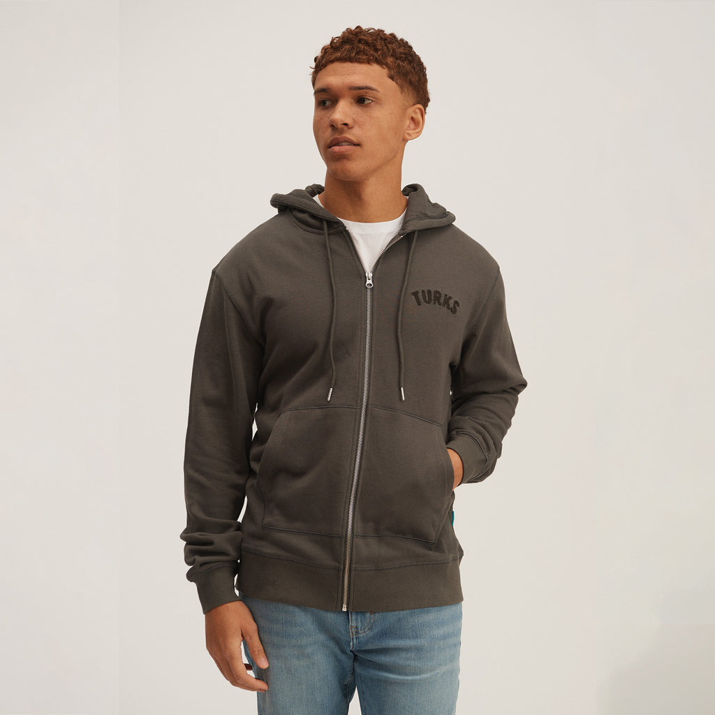 OKAICOS Grey Embroidered Zip Up Hoodie