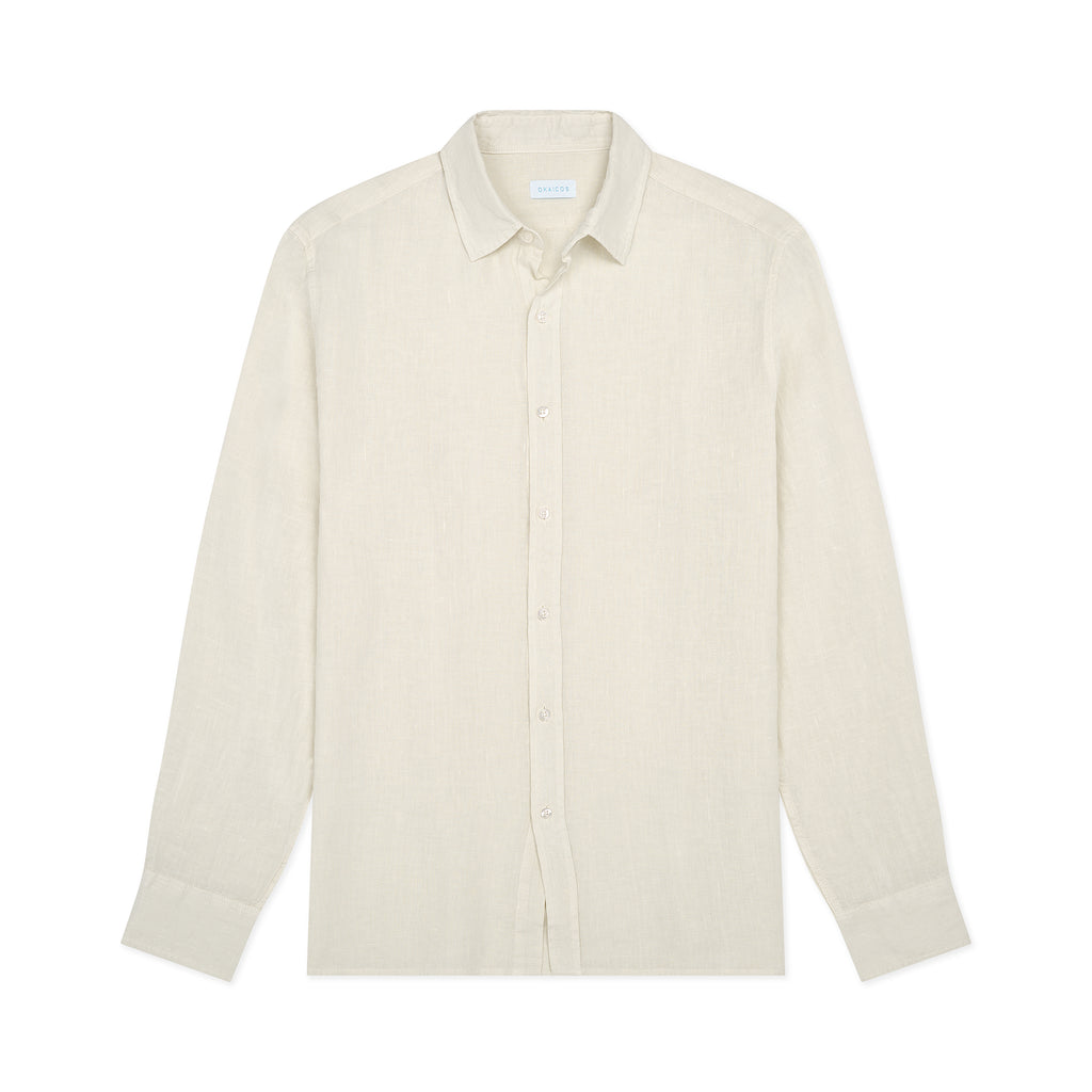 OKAICOS Long Sleeve Cream Linen Shirt OKAICOS Long Sleeve Cream Linen Shirt