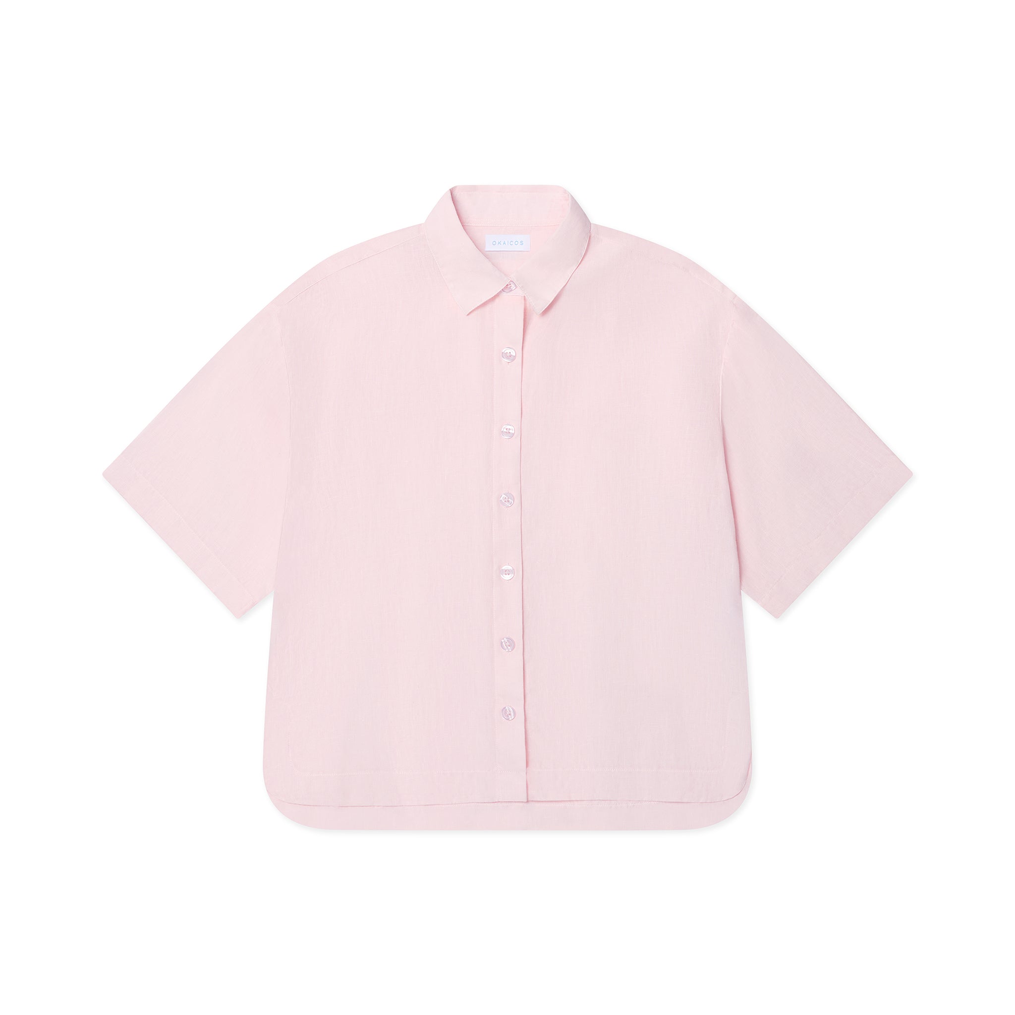 Pink short-sleeve shirt on a white background