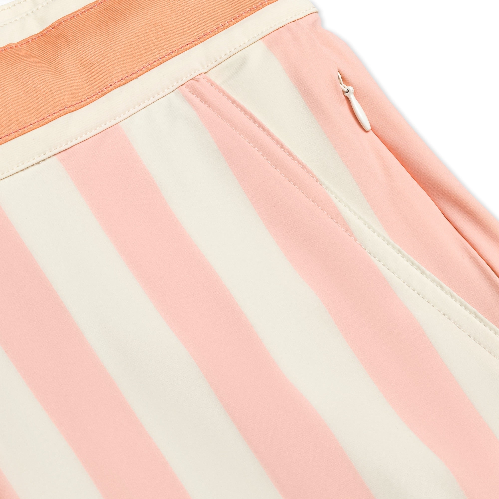 Retro Coral Stripe Swim Shorts