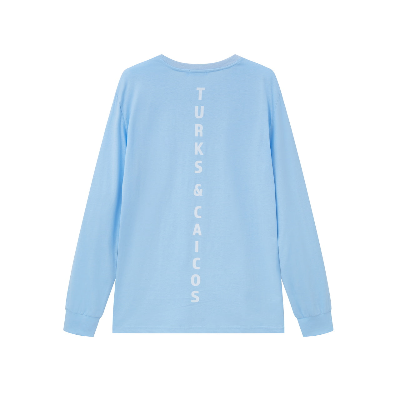 OKAICOS Baby Blue Washed Lightweight Breathable Long Sleeve Shirt- Turks and Caicos Feelin OKAICOS Print Back