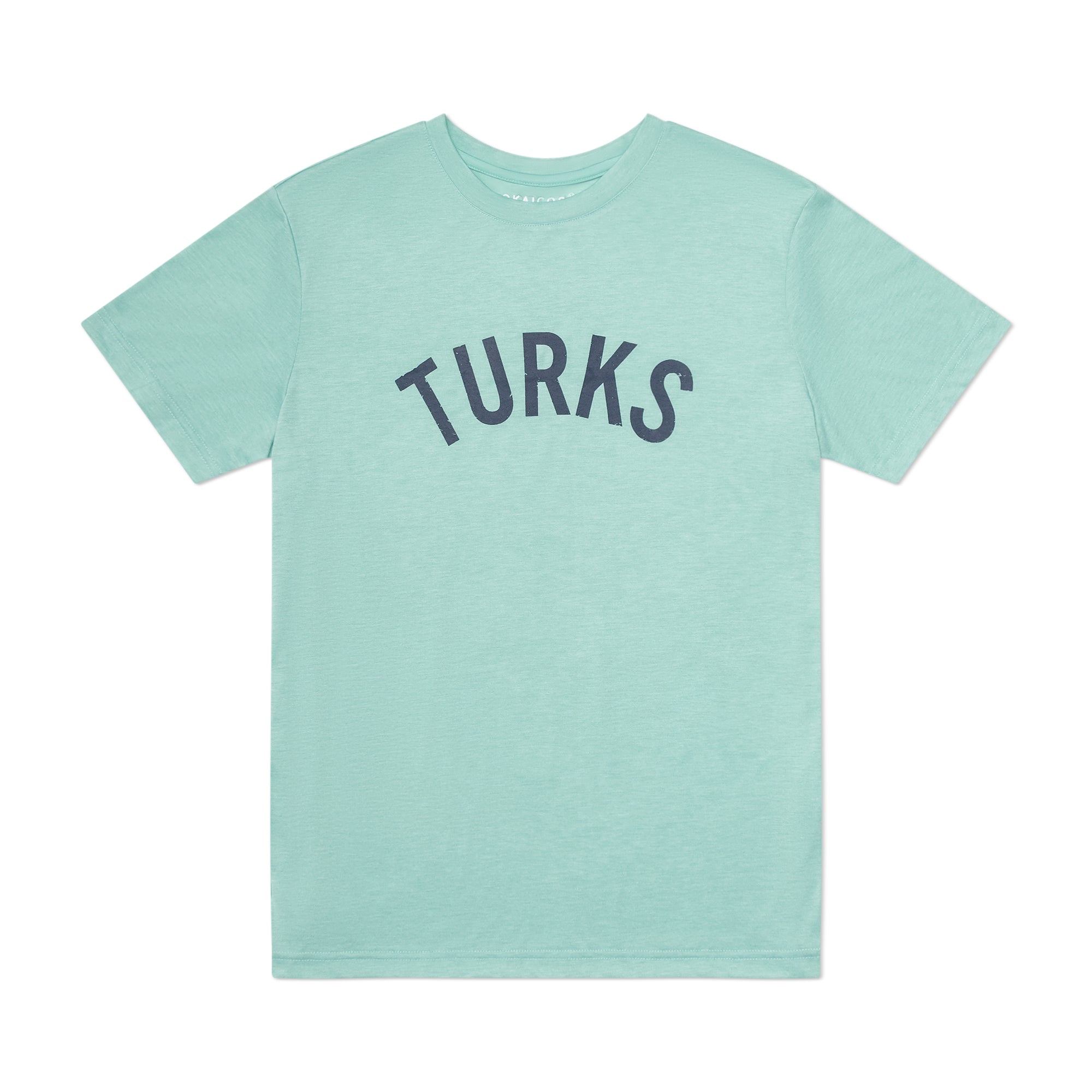 OKAICOS Teal Lightweight Breathable TShirt Navy Turks Vintage Print Turks and Caicos Flaylat