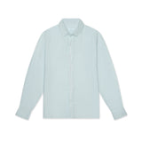 OKAICOS Baby Blue Linen Button Down Shirt Unisex Front