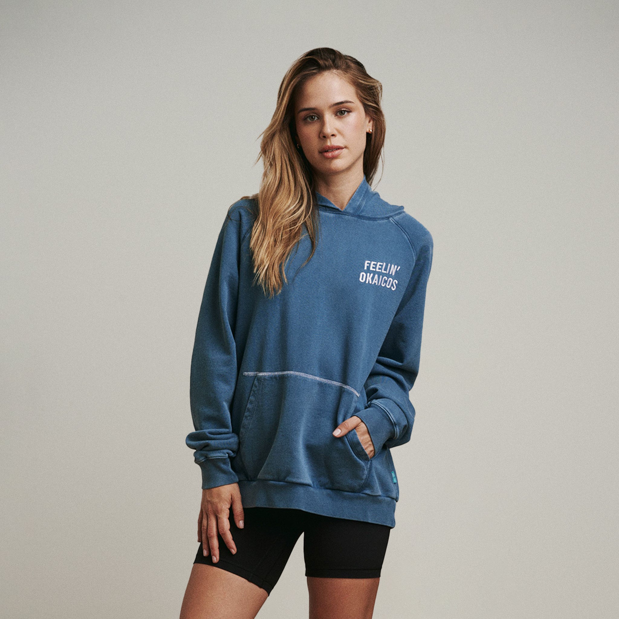 OKAICOS Blue Feelin' Okaicos Raglan Washed Hoodie Turks And Caicos