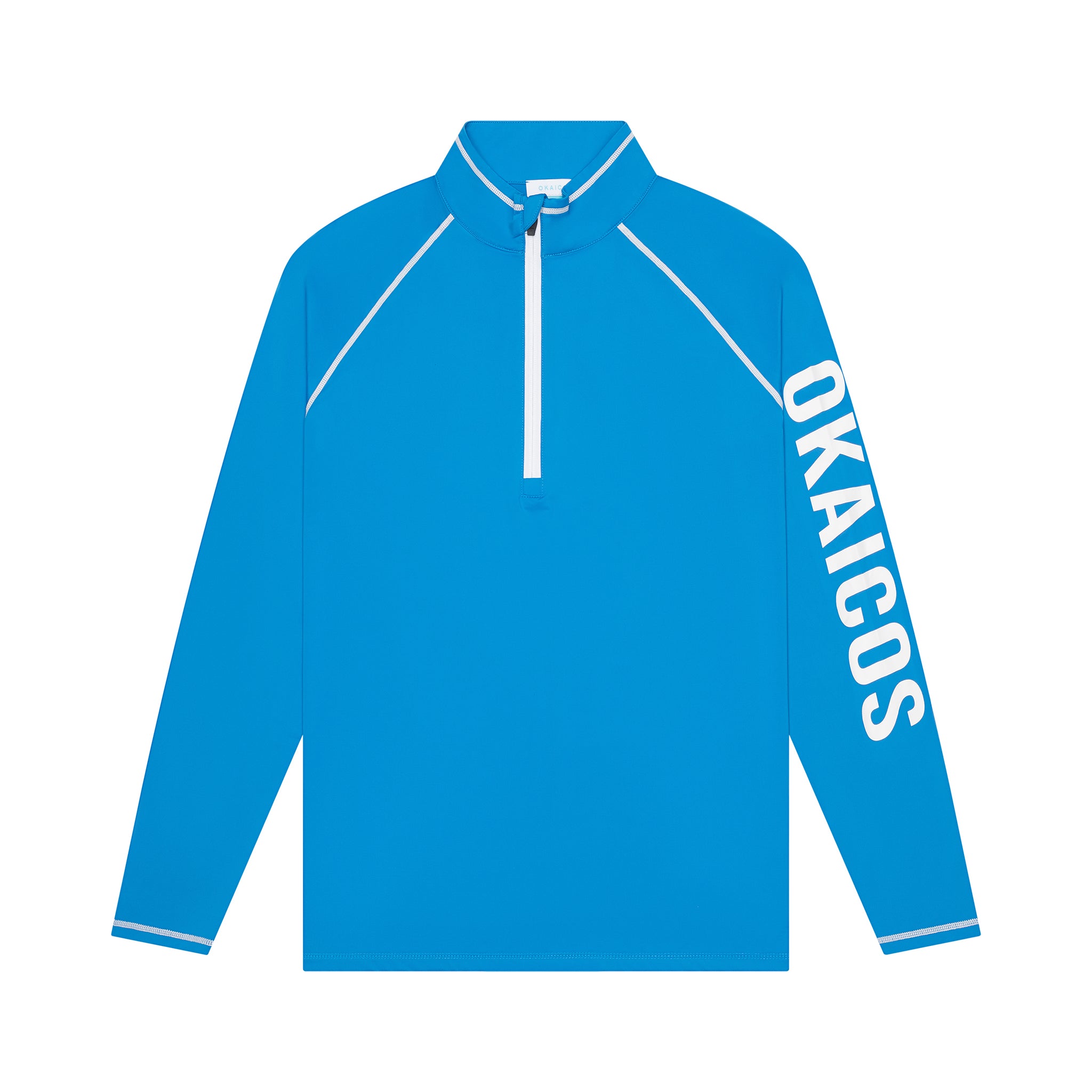 OKAICOS Blue Sun Shirt Sun Protection Rashguard UPF50 Long Sleeve Half Zip