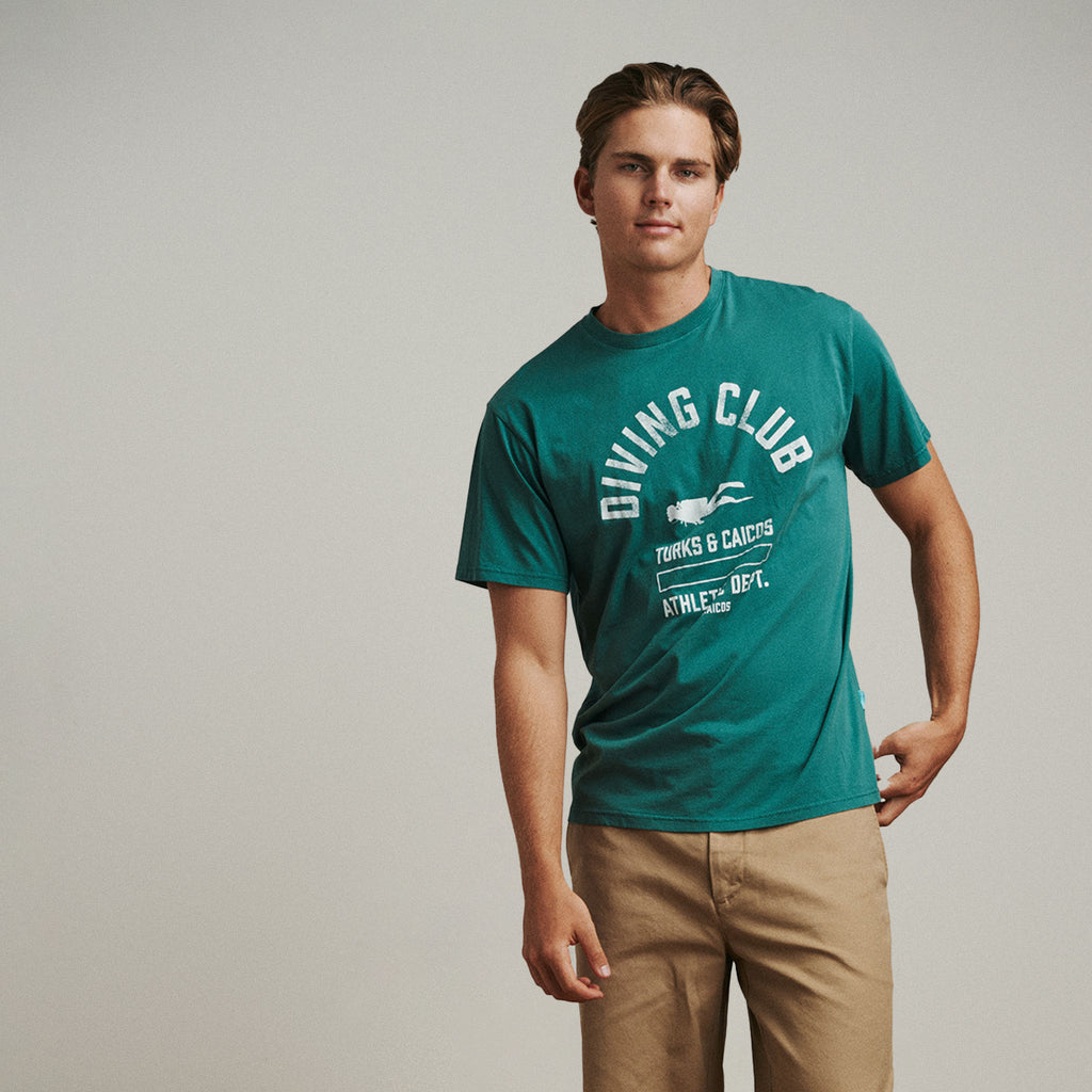 OKAICOS Dive Club Turks And Caicos Green Washed Lightweight Breathable TShirt