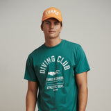 OKAICOS Dive Club Turks And Caicos Green Washed Lightweight Breathable TShirt Close Up