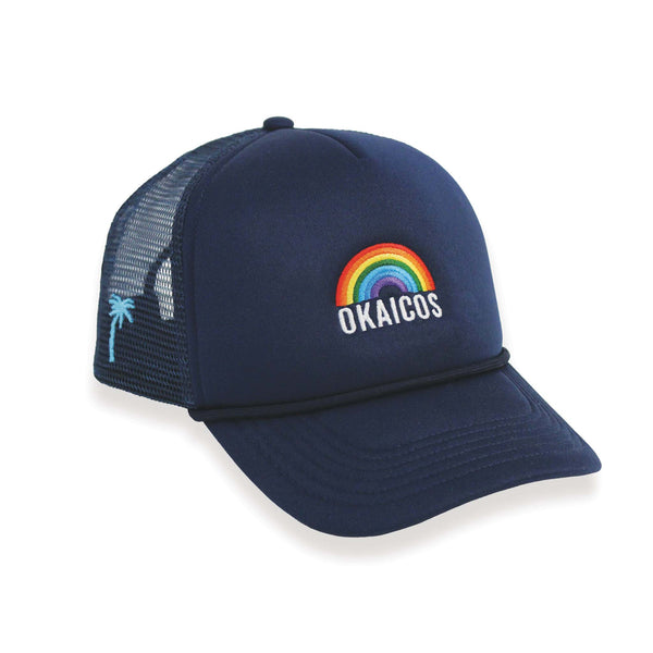 OKAICOS Navy Rainbow Turks and Caicos Trucker Hat Front View