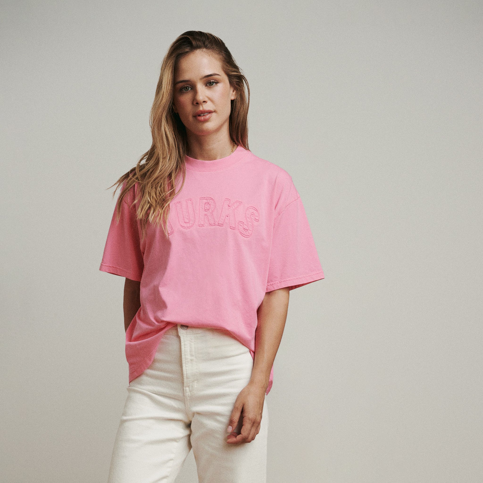 OKAICOS Pink Turks Cropped Boyfriend TShirt Turks And Caicos