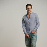 OKAICOS Slate Grey Linen Button Down Shirt Unisex Walking