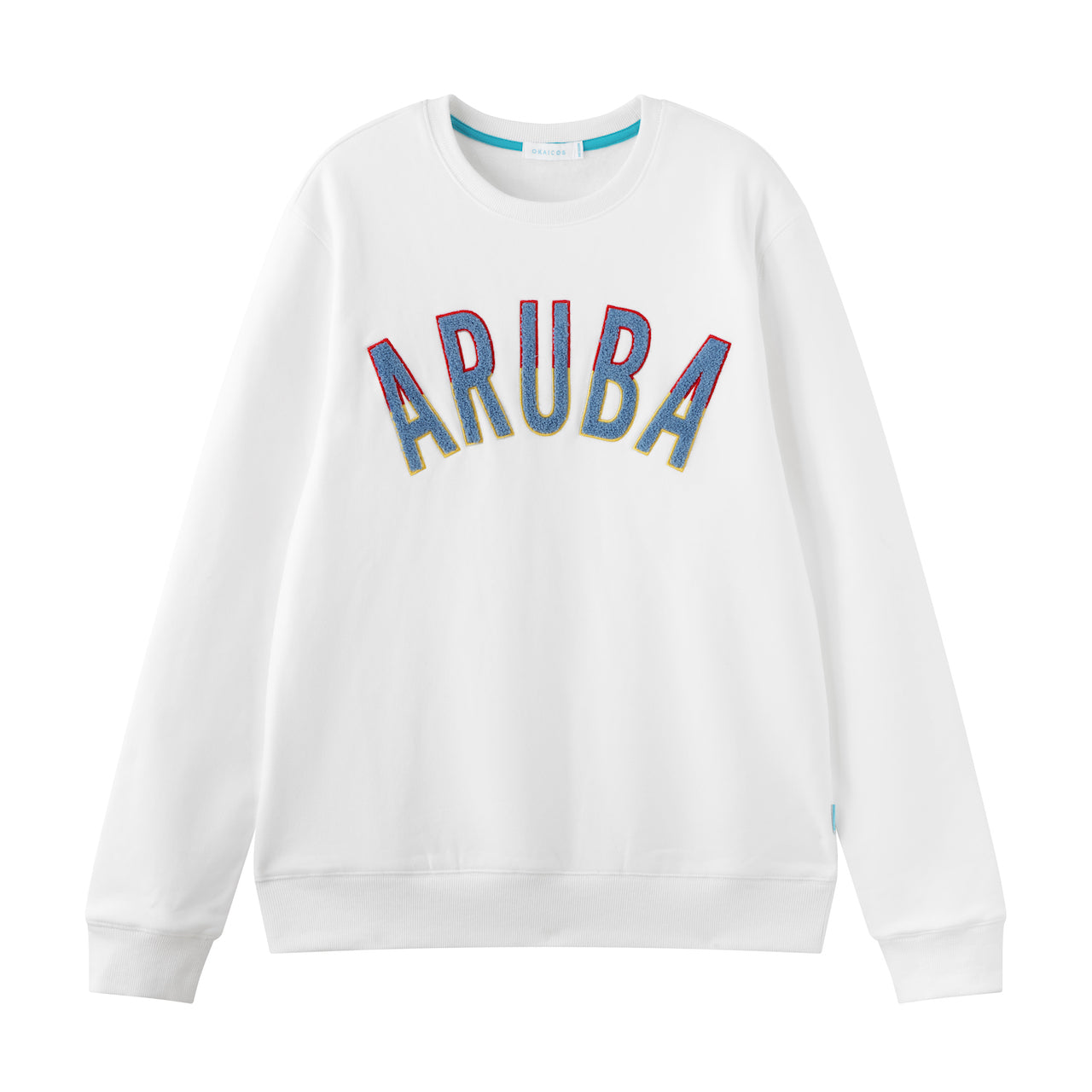 White Aruba Embroidered Crewneck