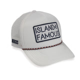 OKAICOS-White-Island Famous Patch Trucker Hat Turks and Caicos Front