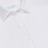 OKAICOS White Linen Button Down Shirt Unisex Close Up