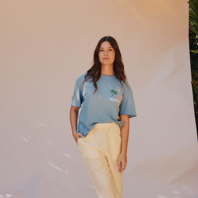 Okaicos Blue Crop Ladies Shirt Full Length