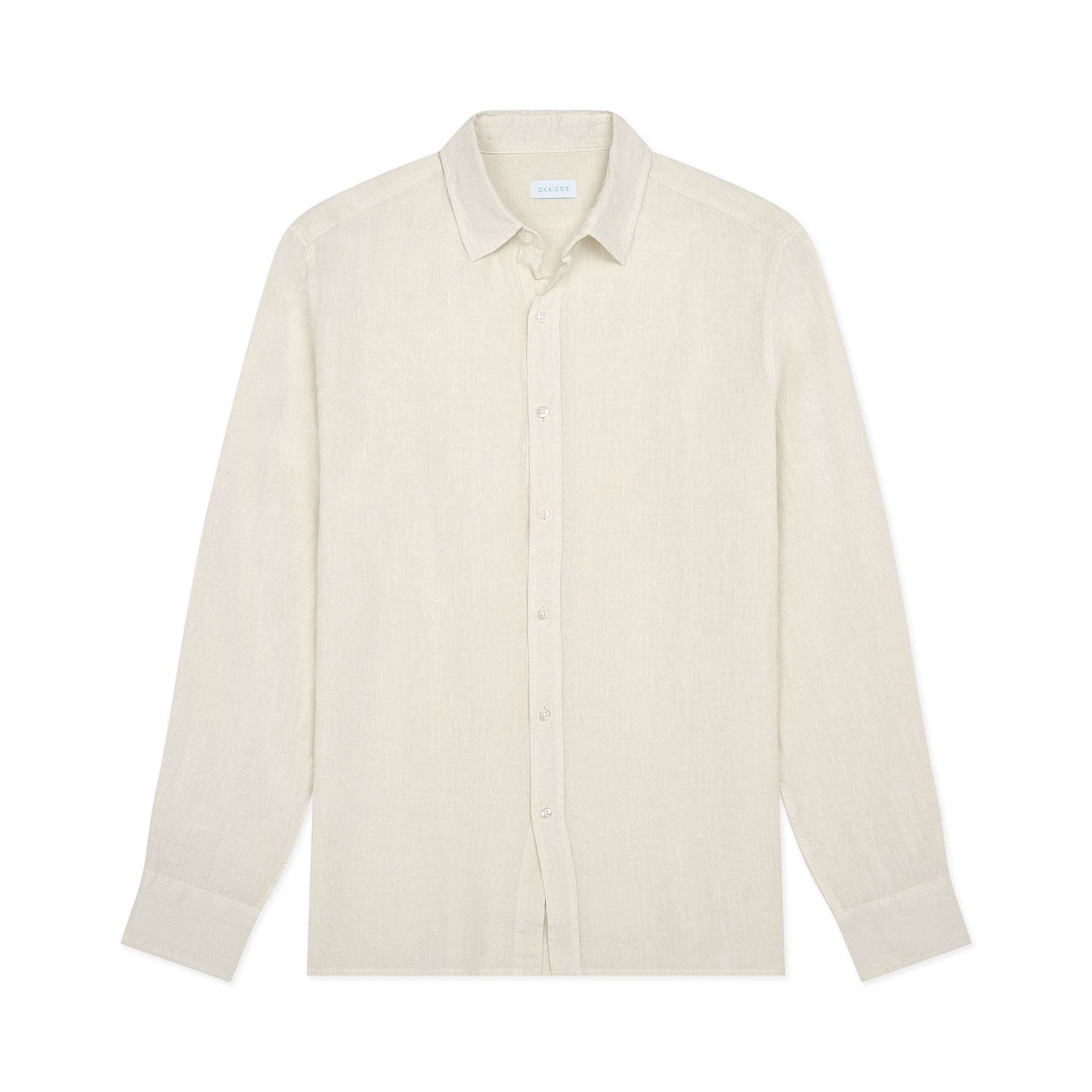OKAICOS Long Sleeve Cream Linen Shirt