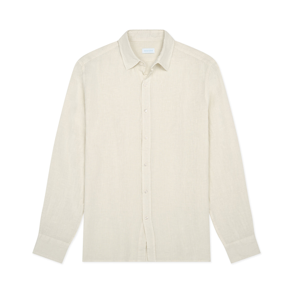 OKAICOS Long Sleeve Cream Linen Shirt