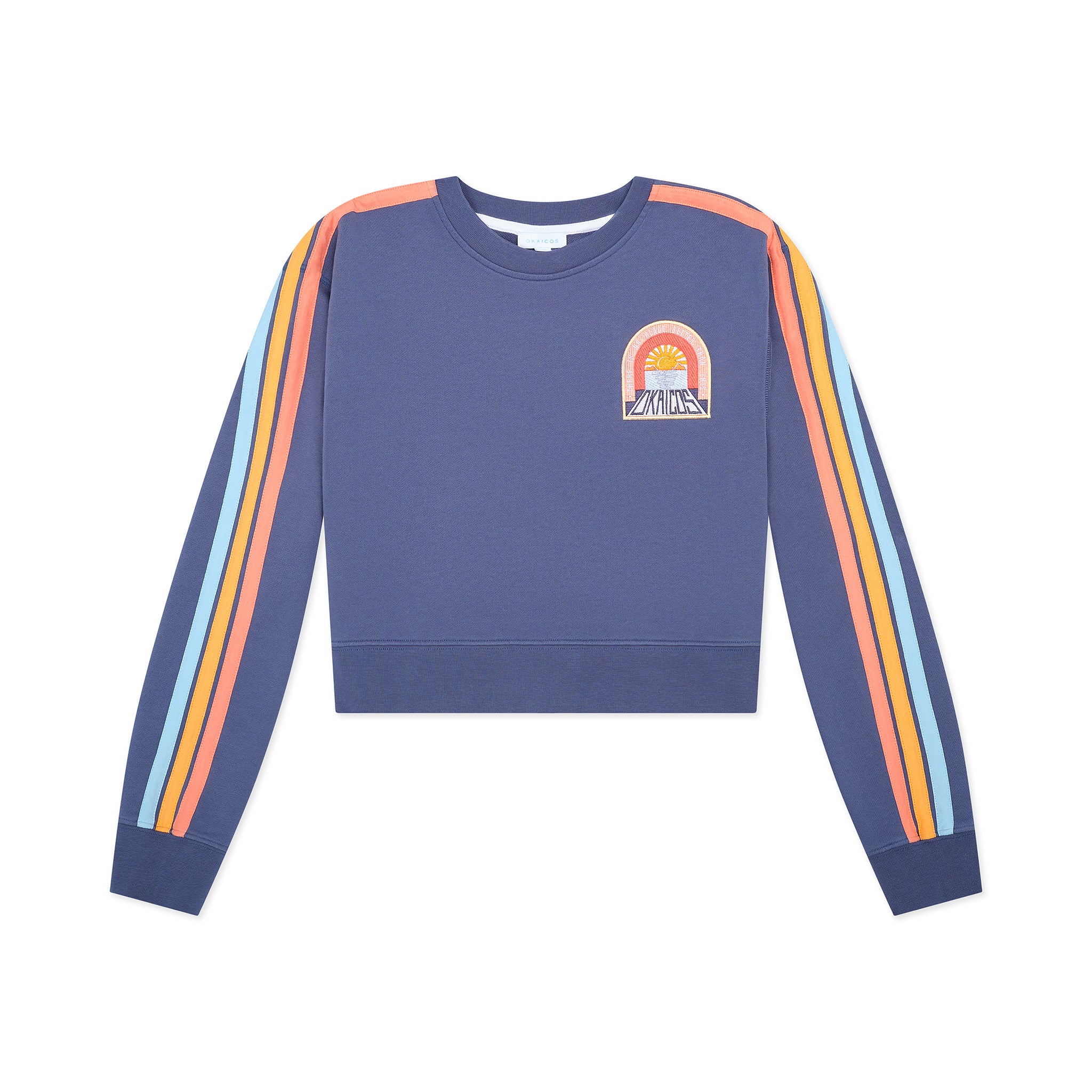 Okaicos Navy Patch with Stripes Ladies Croptop