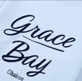 Baby Blue Chain Stitch Embroidered Crewneck Cotton Sweatshirt Embroidered Grace Bay Close Up
