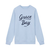 Baby Blue Chain Stitch Embroidered Crewneck Cotton Sweatshirt Embroidered Grace Bay Flat Lay