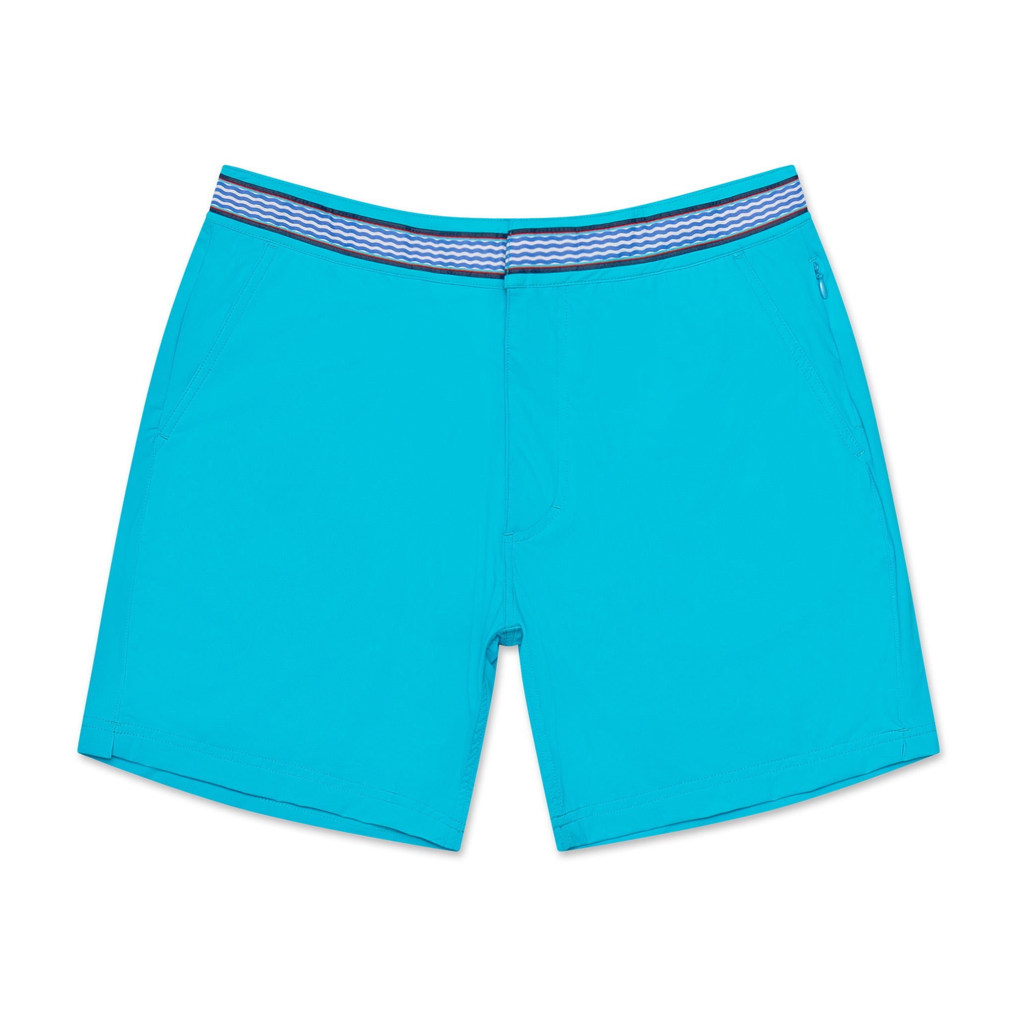 OKAICOS Blue Athletic Mens Swim Short Flat Lay