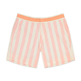 Retro Coral Stripe Swim Shorts