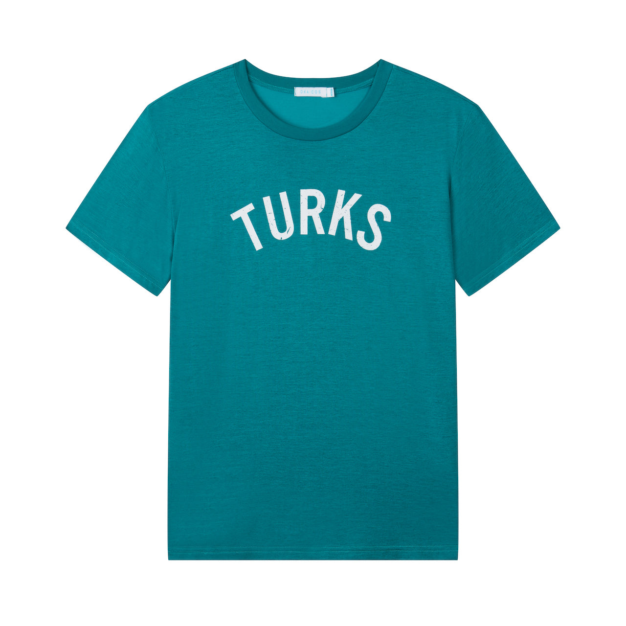 OKAICOS Green Lightweight Breathable TShirt White Turks and Caicos Vintage Print