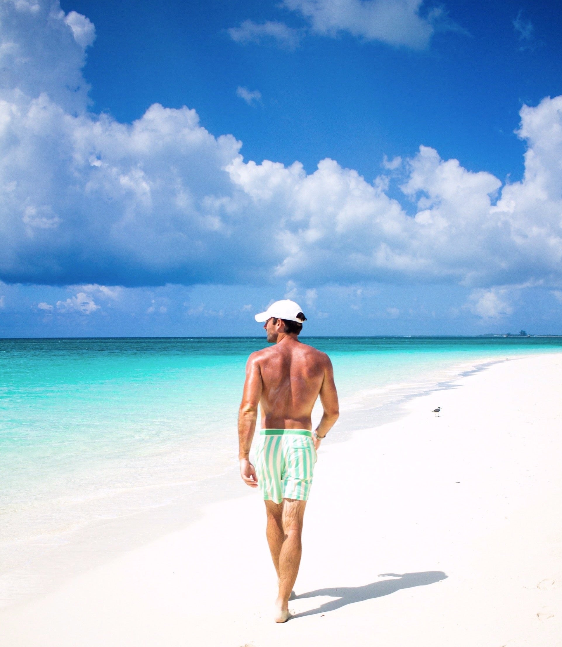 Retro Sea Foam Green Stripe Swim Shorts