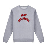 Grey Chenille Embroidered Crew Neck Cotton Sweatshirt Embroidered Saint Barthelemy