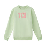 Mint Chenille Embroidered Crewneck Cotton Sweatshirt Embroidered Turks And Caicos