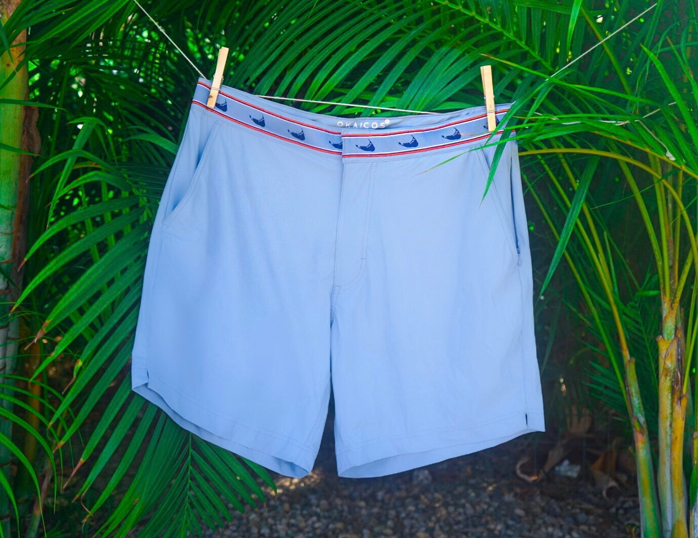 Nantucket Grey Athletic Mens Swim Trunk Caribbean Palm Tree Hanging