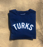OKAICOS Navy Chenille Embroidered Crewneck Cotton Sweatshirt Embroidered Turks And Caicos Beach