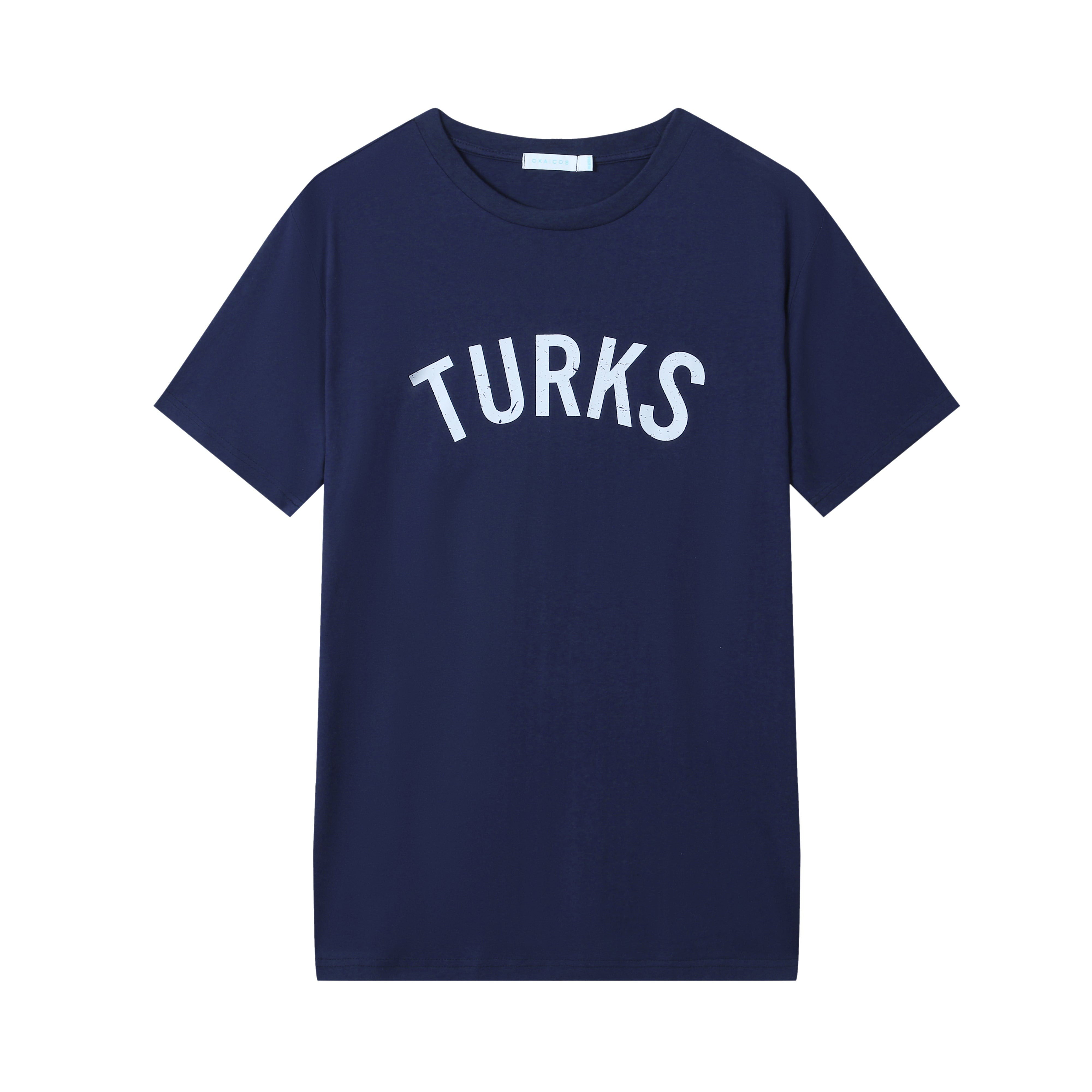 OKAICOS Navy Lightweight Breathable TShirt White Turks and Caicos Vintage Print
