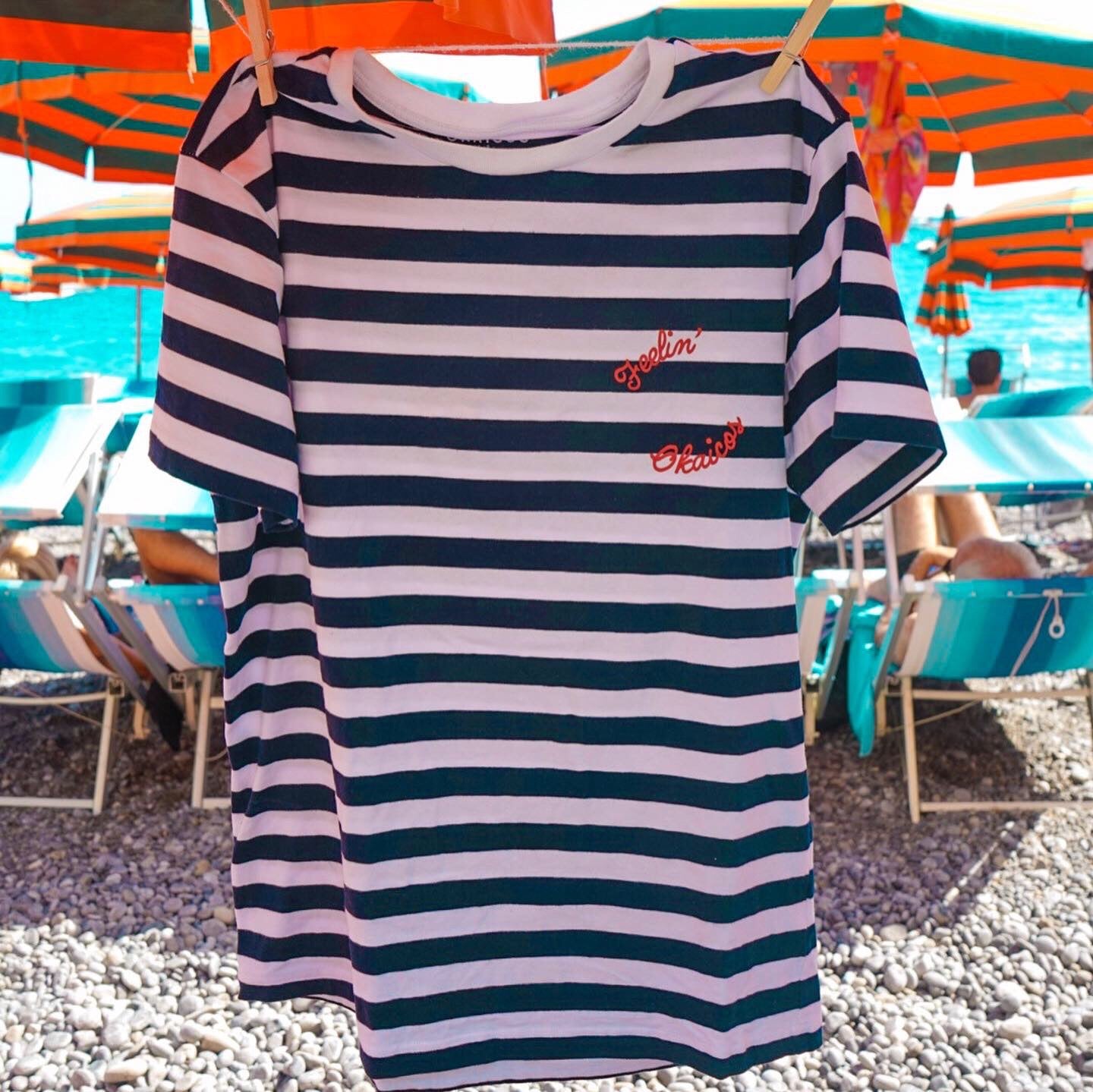 Feelin' OKAICOS Navy Stripe T-Shirt