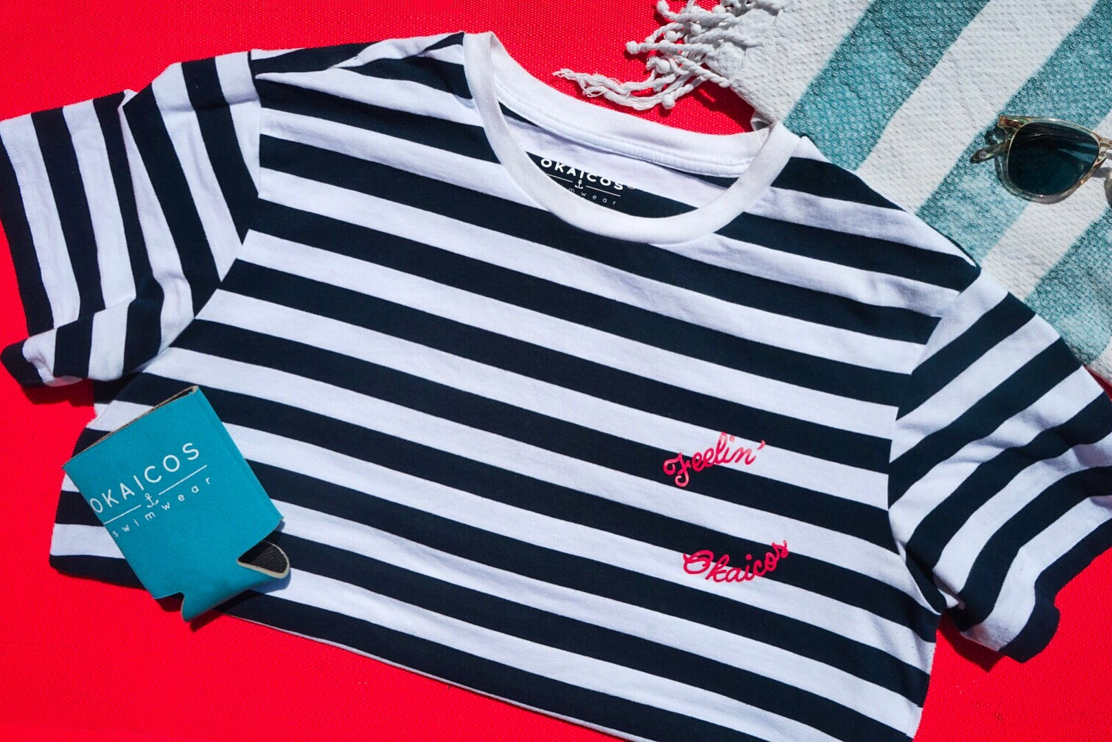 Feelin' OKAICOS Navy Stripe T-Shirt