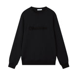 OKAICOS Black Chenille Embroidered Crewneck Cotton Sweatshirt Embroidered Turks And Caicos Flat Lay