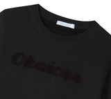 OKAICOS Black Chenille Embroidered Crop Top Cotton Sweatshirt Embroidered Turks And Caicos Close Up