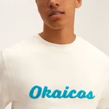 OKAICOS Crewneck Teal Chenille Okaicos White Close Up