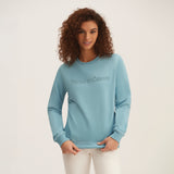 OKAICOS Blue Embroidered Crewneck Cotton Sweatshirt Embroidered Turks And Caicos Front