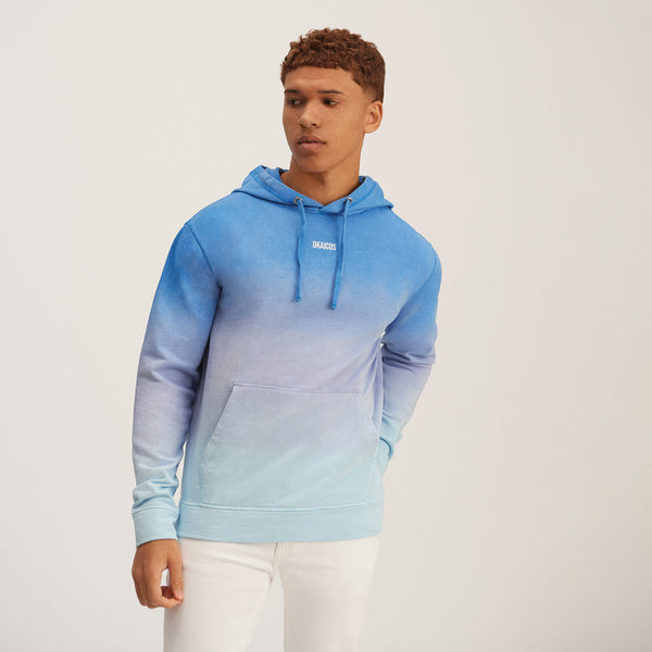 OKAICOS Gradient Dyed Hoodie Blue Ombre Front