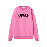 OKAICOS Hot Pink Chenille Embroidered Crewneck Cotton Sweatshirt Embroidered Turks And Caicos