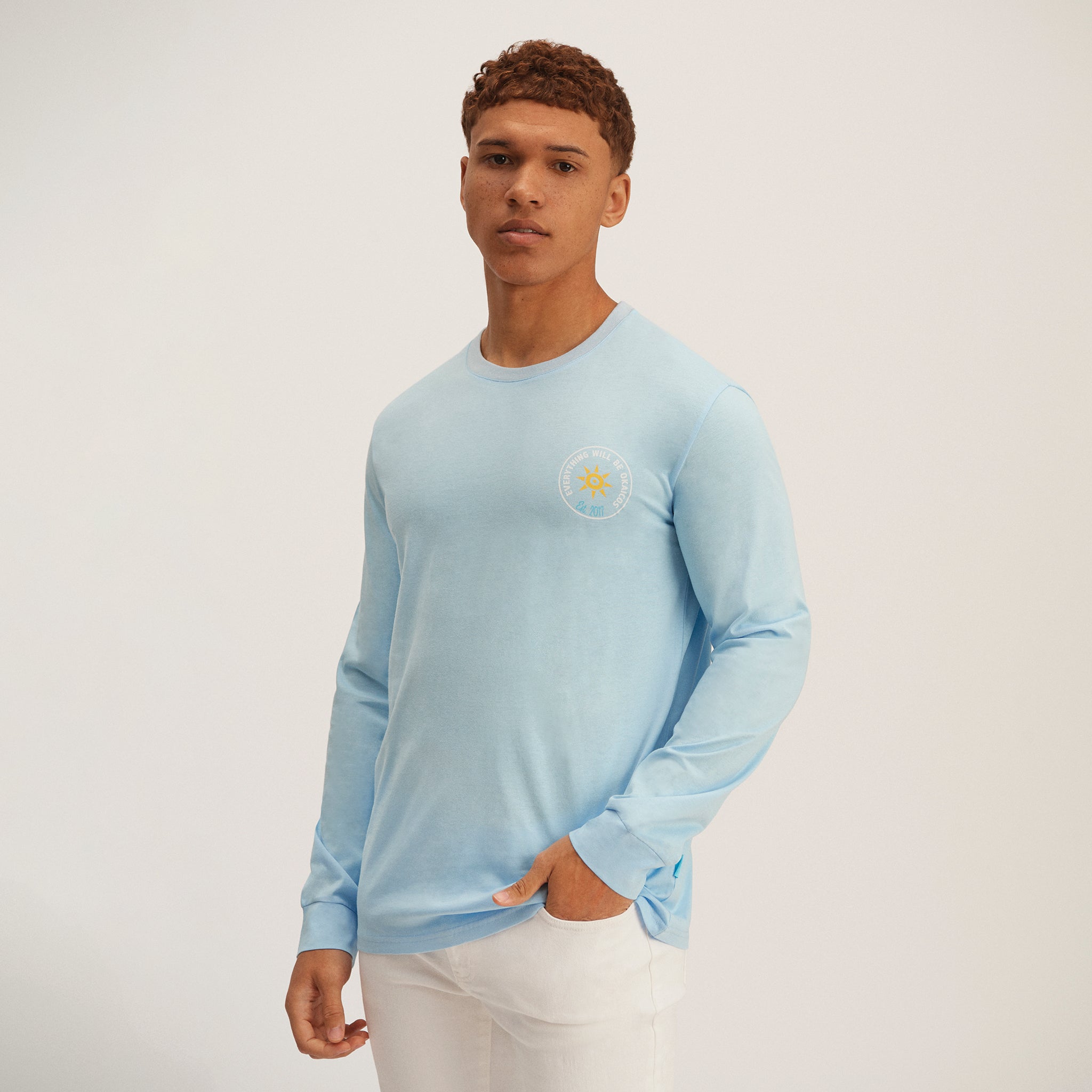 OKAICOS Baby Blue Washed Lightweight Breathable Long Sleeve Shirt- Turks and Caicos Feelin OKAICOS Front