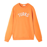 OKAICOS Orange Chenille Embroidered Crewneck Cotton Sweatshirt Embroidered Turks And Caicos