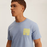 OKAICOS Periwinkle Grey Washed Lightweight Breathable T-Shirt Yellow Turks and Caicos Feelin OKAICOS Close Up