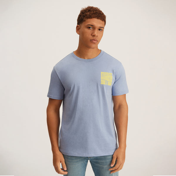 OKAICOS Periwinkle Grey Washed Lightweight Breathable T-Shirt Yellow Turks and Caicos Feelin OKAICOS Front