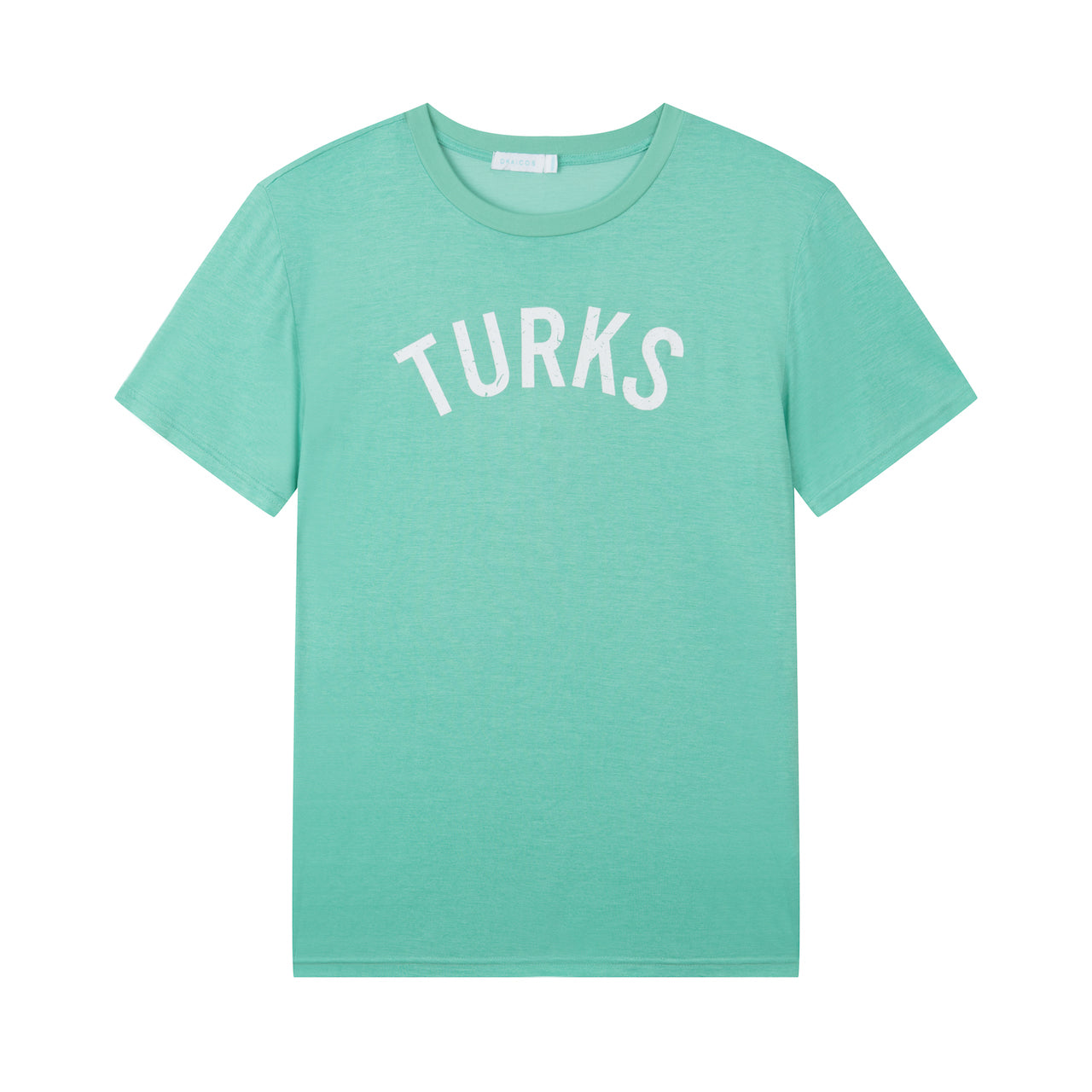 OKAICOS Seafoam Lightweight Breathable TShirt White Turks and Caicos Vintage Print