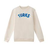 Tan Chenille Embroidered Crewneck Cotton Sweatshirt Embroidered Turks And Caicos